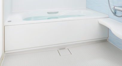 見た目に美しく、お手入れもしやすい、継ぎ目のない浴槽デザイン